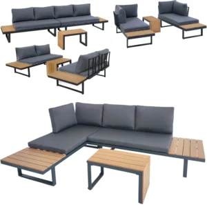 ZESTAW MEBLI OGRODOWYCH narożnik sofa stolik LEKKI komplet gród