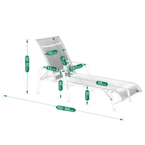 Leżak OGRODOWY 5 pozycji REGULOWANY na TARAS