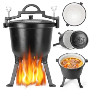 KOCIOŁEK MYŚLIWSKI ŻELIWNY EMALIOWANY NA OGNISKO 10L