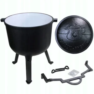 KOCIOŁEK EMALIOWANY ŻELIWNY GARNEK MYŚLIWSKI 8l